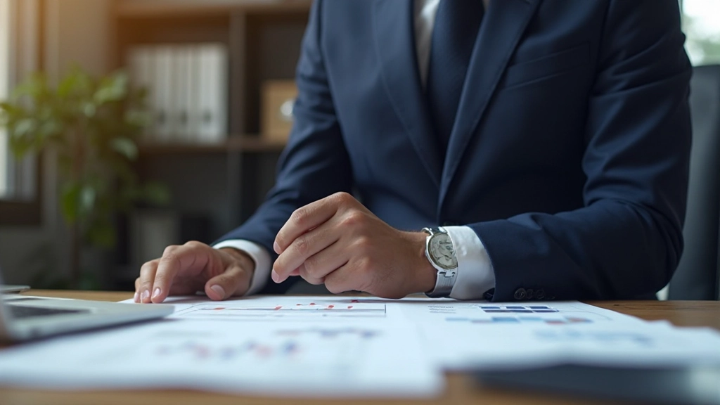 Portfolio manager reviewing asset allocation strategy with diversification model