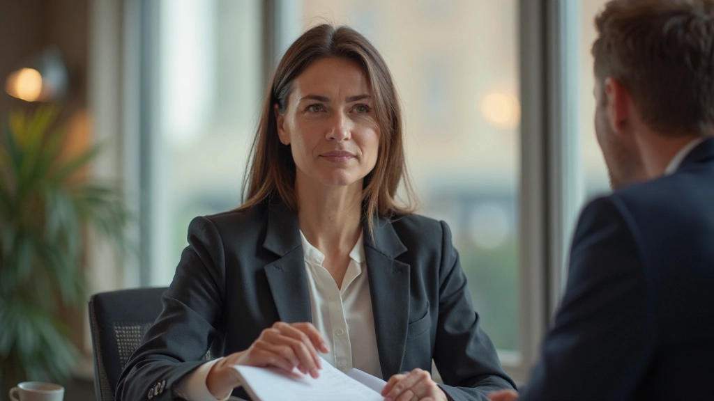 Financial advisor discussing portfolio diversification strategy with client at office desk